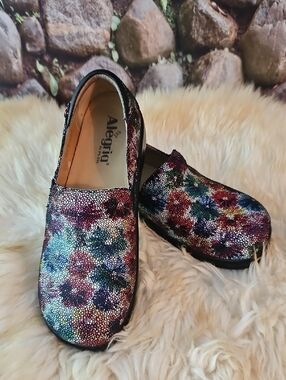 Alegria Multicolor Floral Sequin Clogs